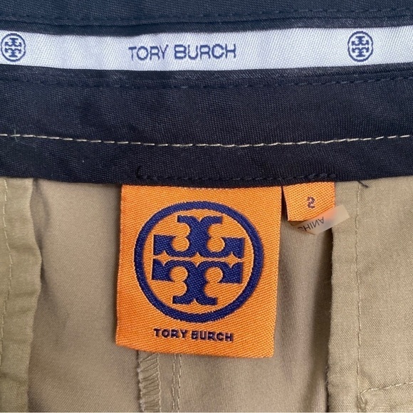Tory Burch Chino Beige Pants Gold Square Accent Buttons Size 2 - Picture 5 of 6